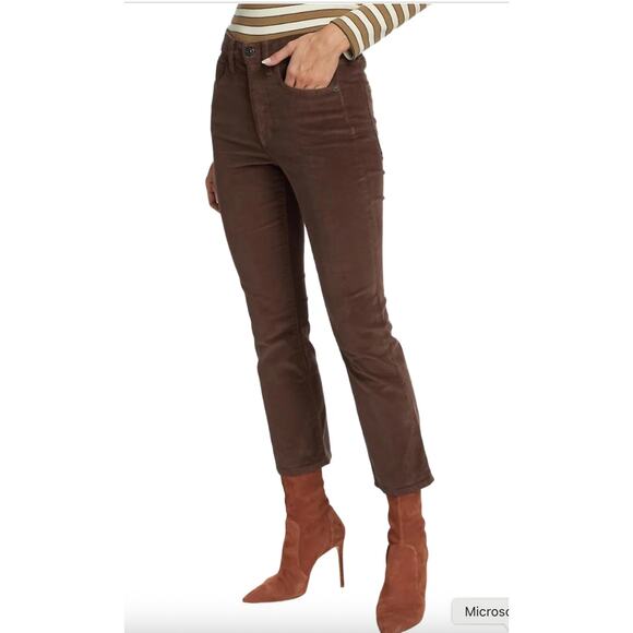 Veronica Beard Carly Kick Flare High Rise Chocolate Brown Corduroy Jean 32 - Picture 3 of 9